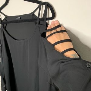 Torrid black slinky top cutout shoulder detail